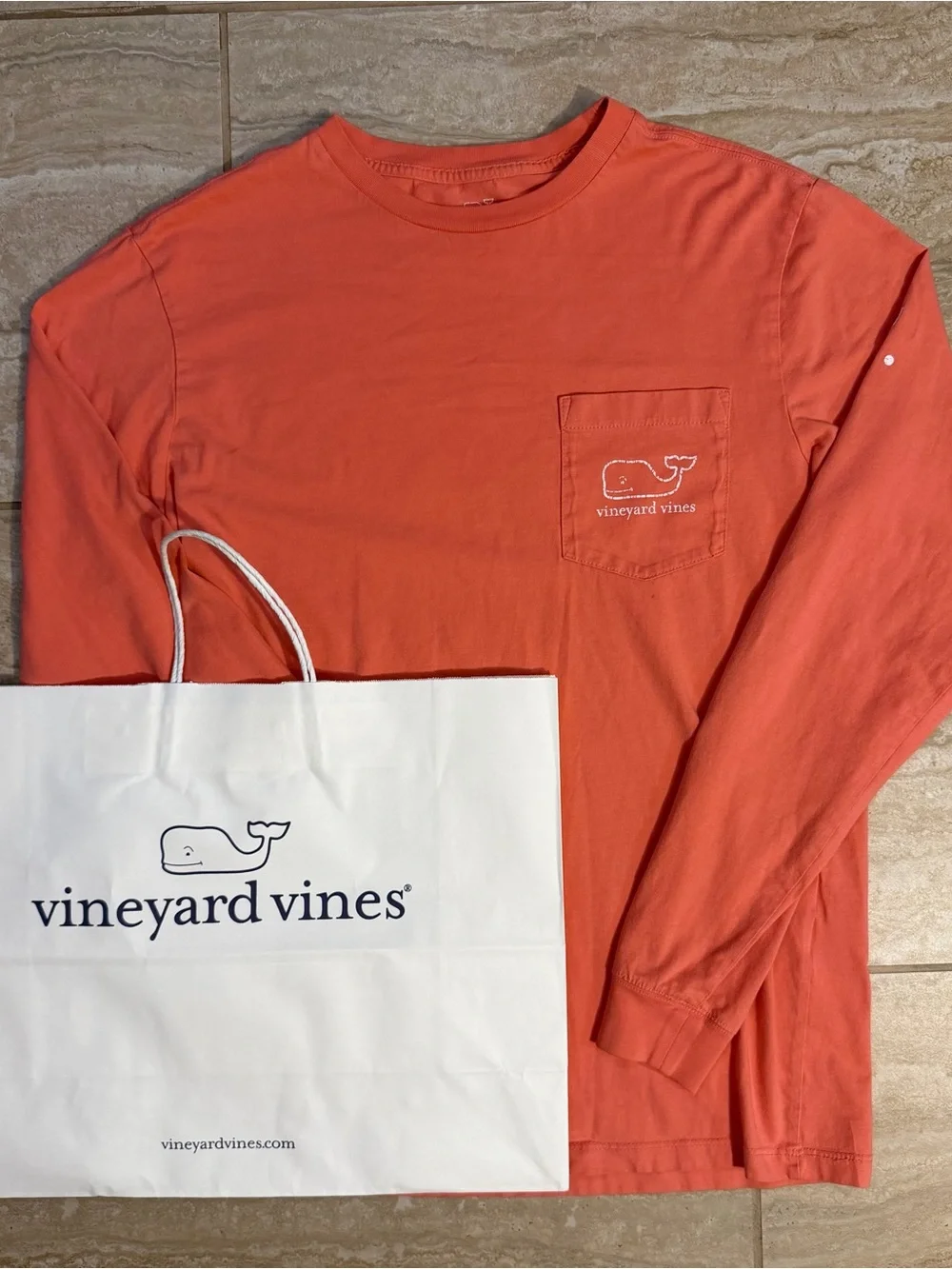 Vineyard Vines Coral Whale Long-Sleeve Shirt
